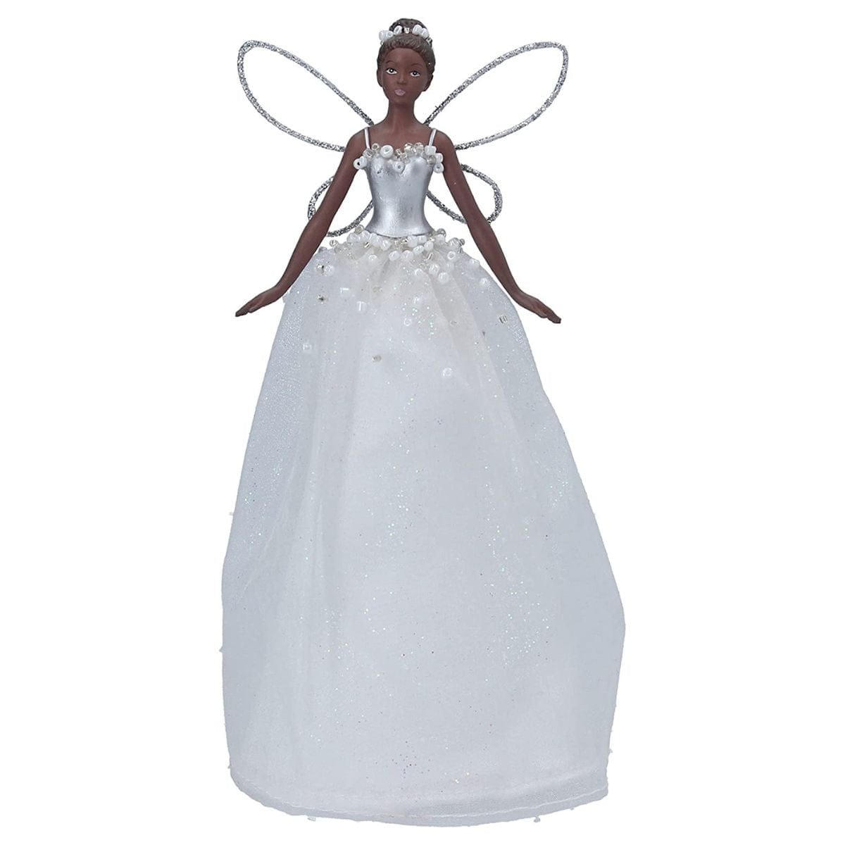 Gisela Graham Christmas White & Silver Christmas Fairy Tree Topper