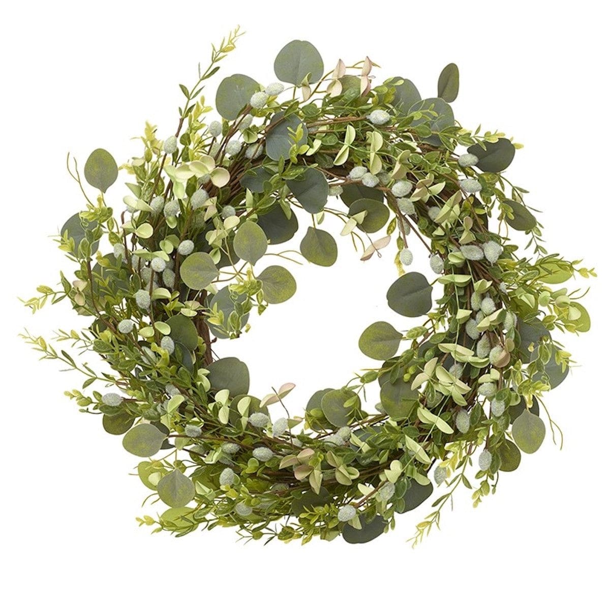 Gisela Graham Easter easter wreath Mixed Foliage Green Spring Wreath