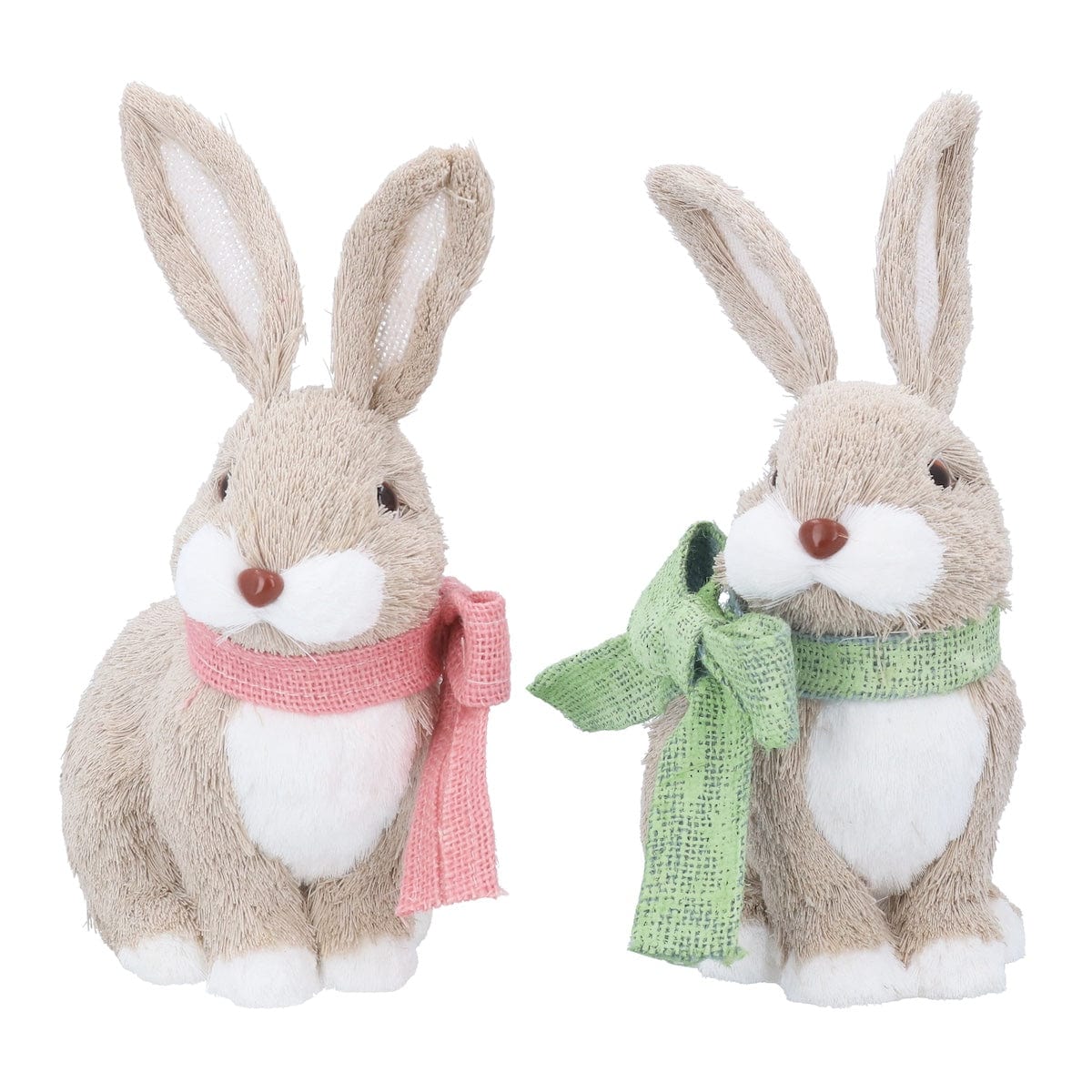 Gisela Graham Easter Easter Decorations Set of 2 Bristle Rabbits with Bows Easter Decoration