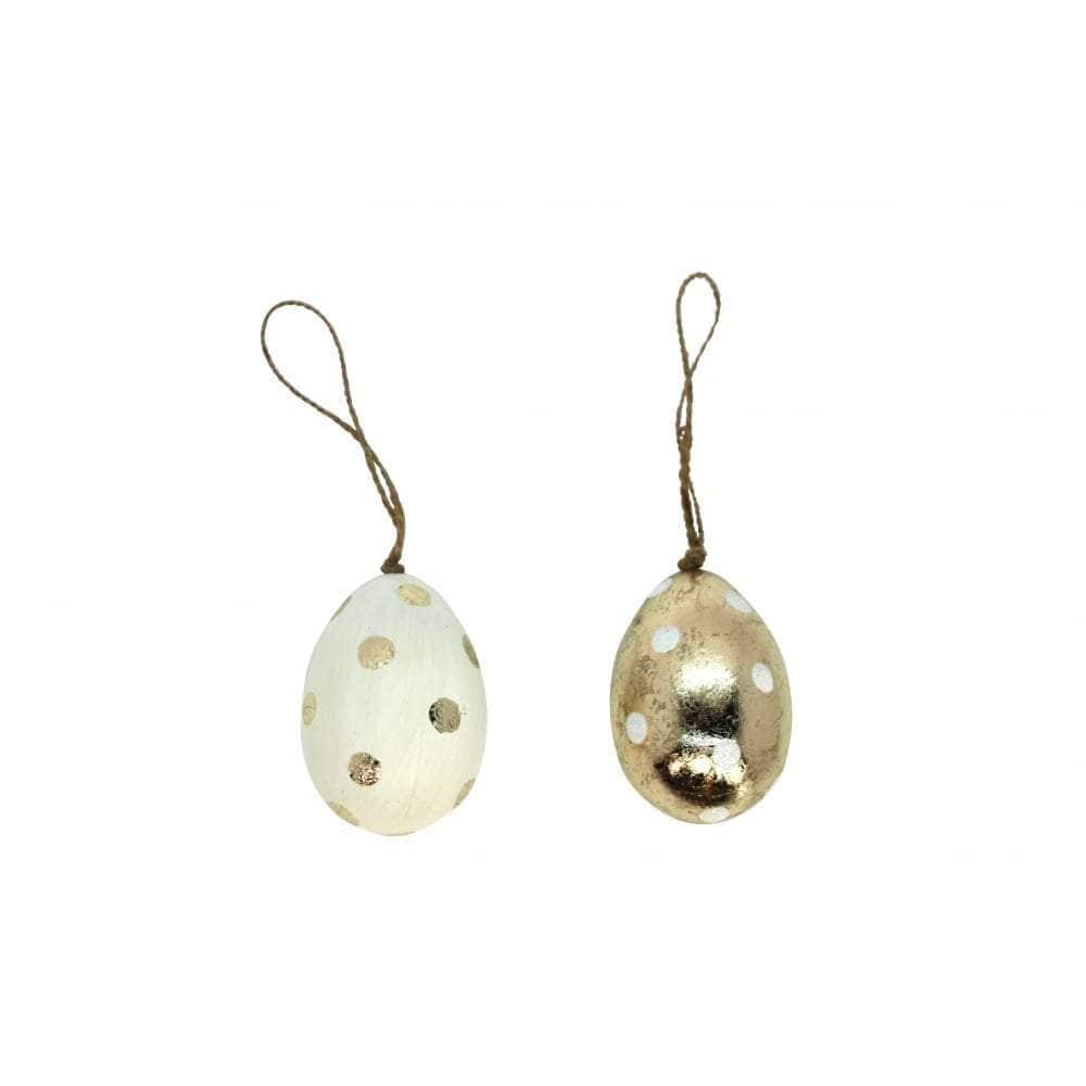 Gisela Graham Easter Easter Decorations Set of 2 Gold Polka Dot Egg Decorations