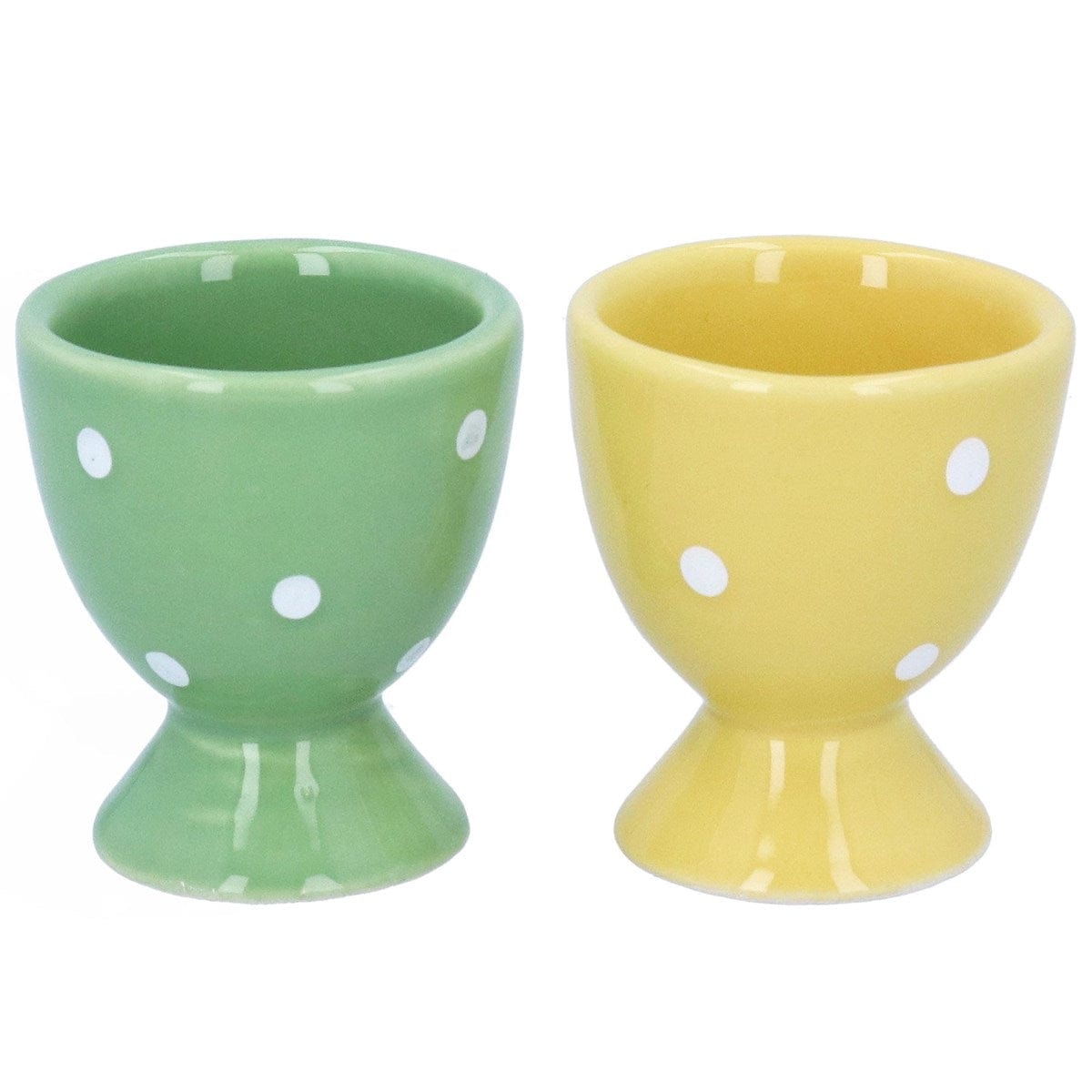 Gisela Graham Easter Kitchen Accessories Set of Two Spotty Yellow and Green Egg Cups