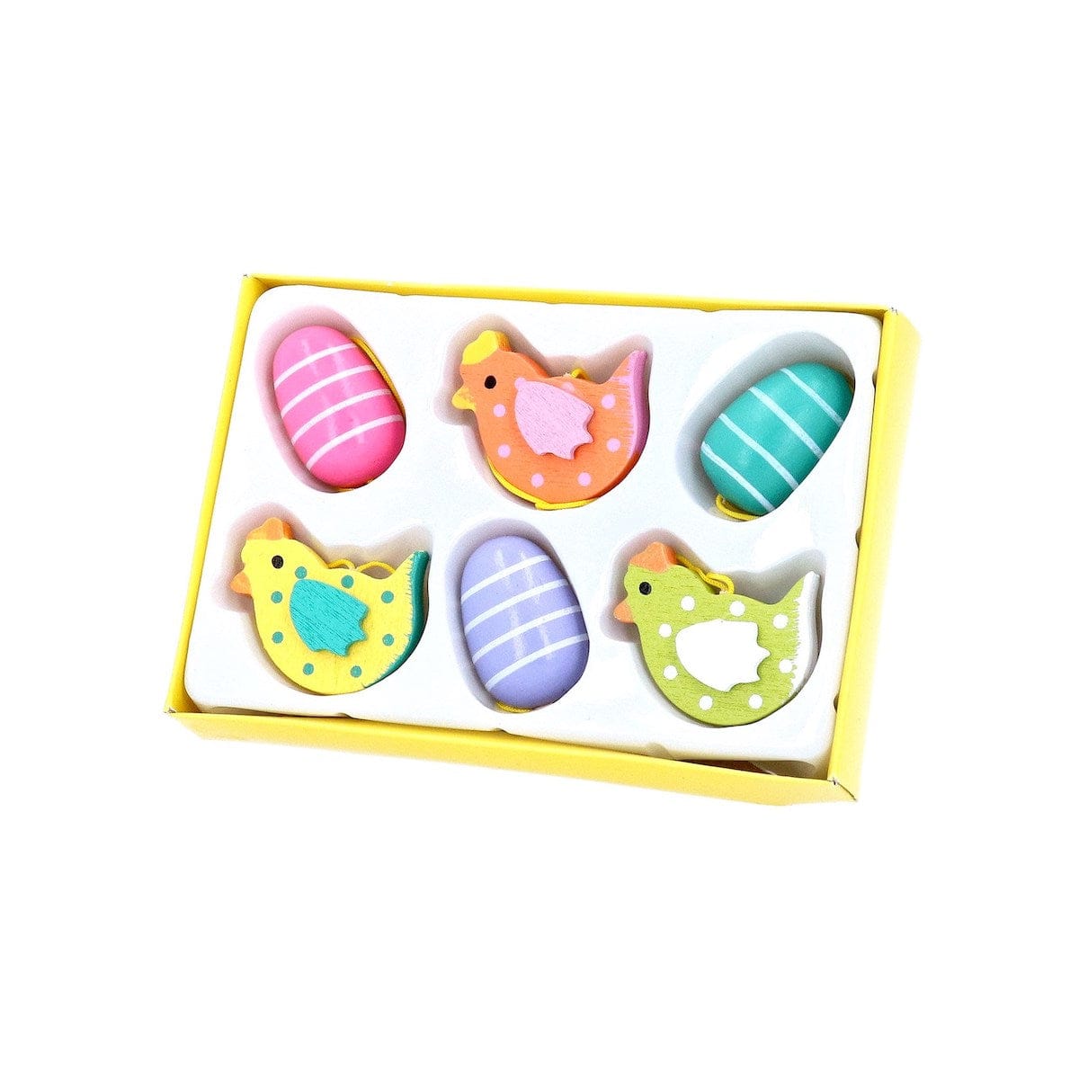 Gisela Graham Easter Easter Decorations Set of Wooden Egg and Hen Easter Decorations