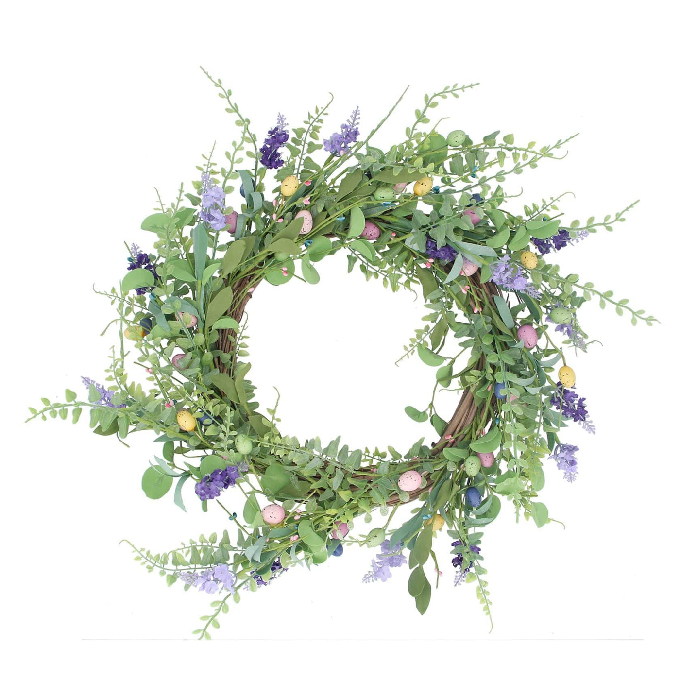 Floral and Speckled Egg Decorative Easter Wreath