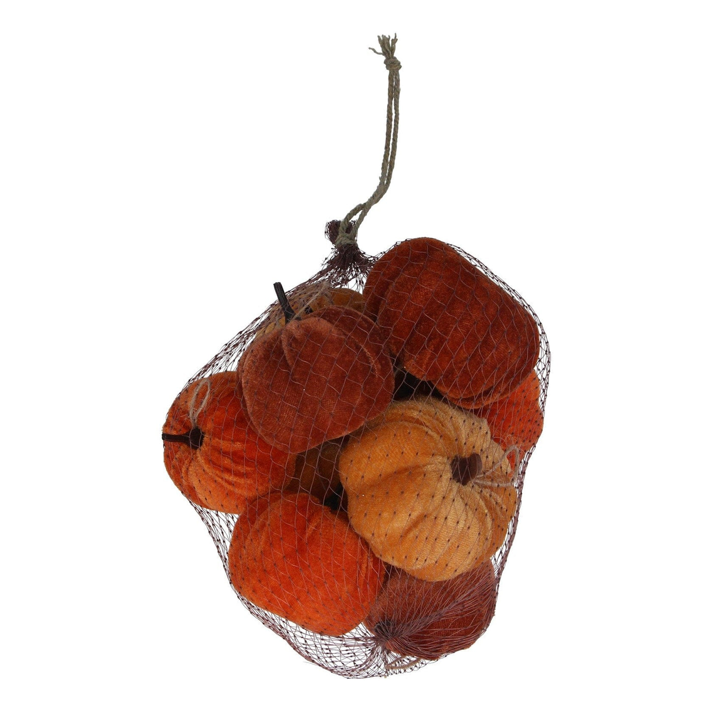 Bag of Multicoloured Velvet Pumpkin Halloween Decorations