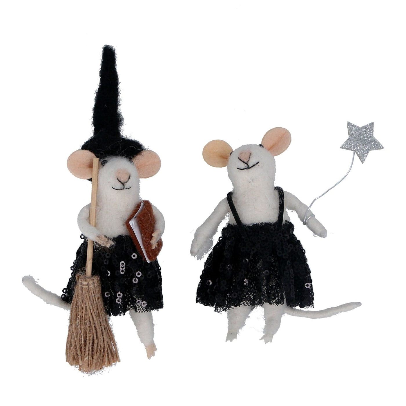 Gisela Graham Halloween Halloween Decoration Set of 2 Felt Witch Mice Halloween Decorations