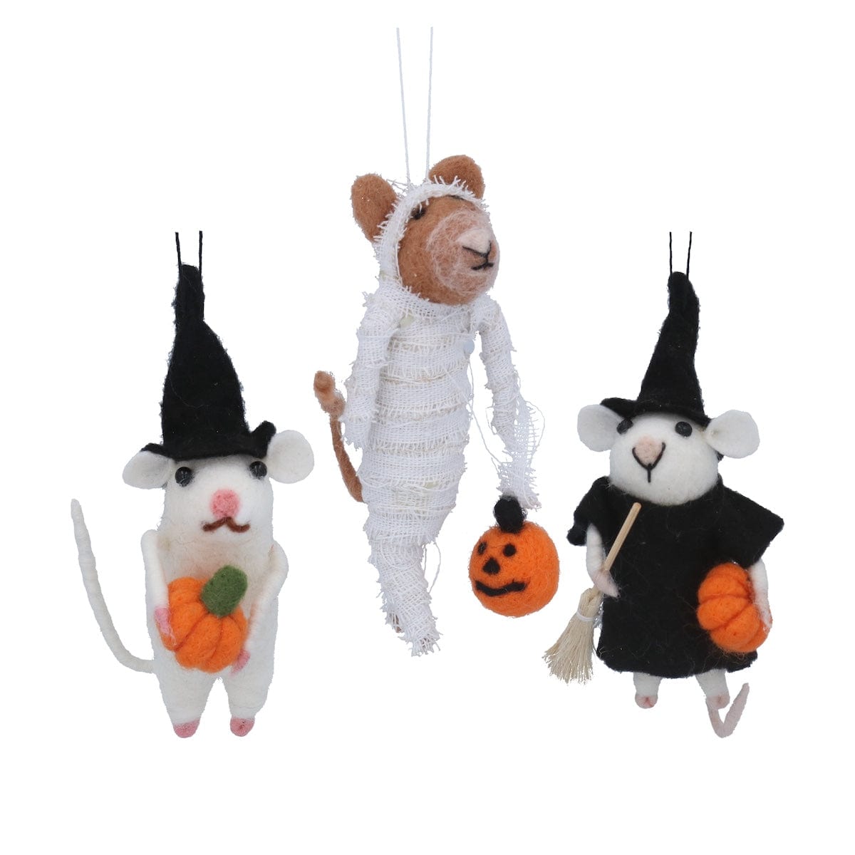 Gisela Graham Halloween Halloween Decoration Set of 3 Felt Mice Halloween Decorations