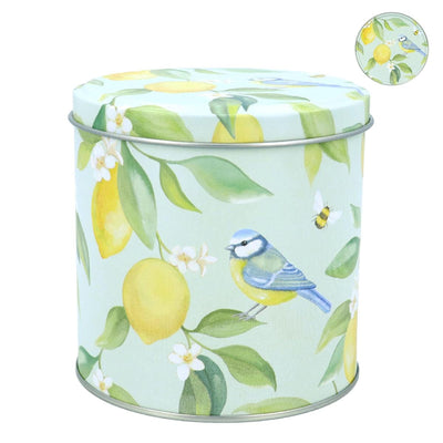 Gisela Graham Kitchen Accessories Lemon and Blue Tit Design Storage Tin