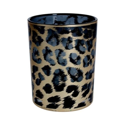 Gisela Graham Candles & Diffusers Leopard Print Glass Candle Holder