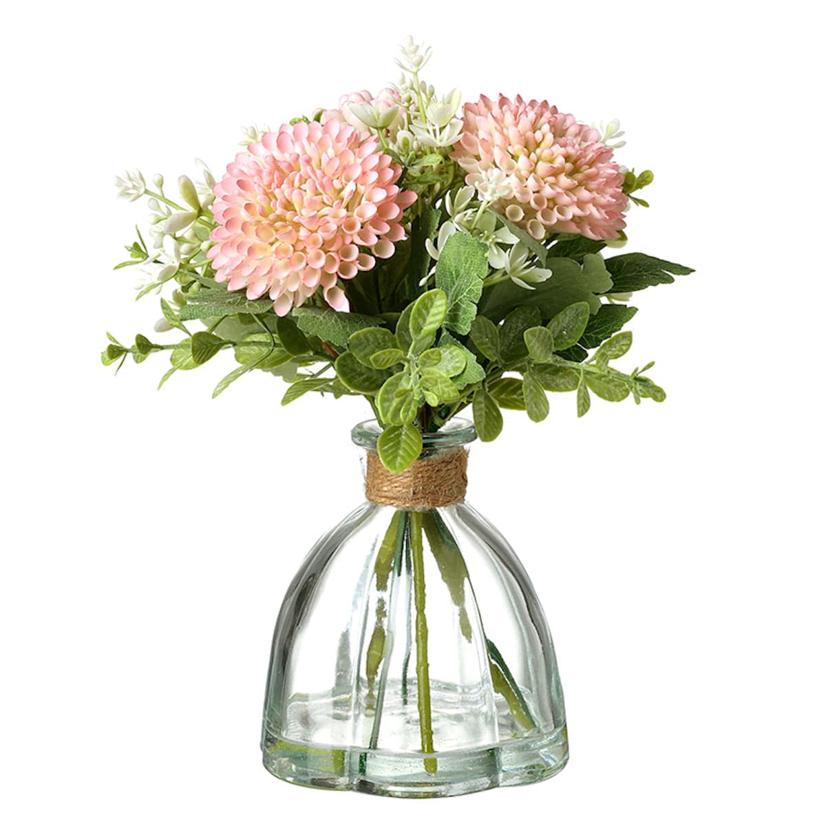 Heaven Sends Home accessories Artificial Pink Flowers in Glass Vase