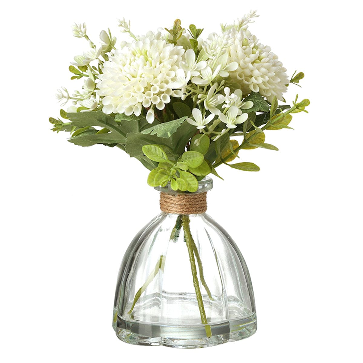 Heaven Sends Home accessories Artificial White Flowers in Glass Vase