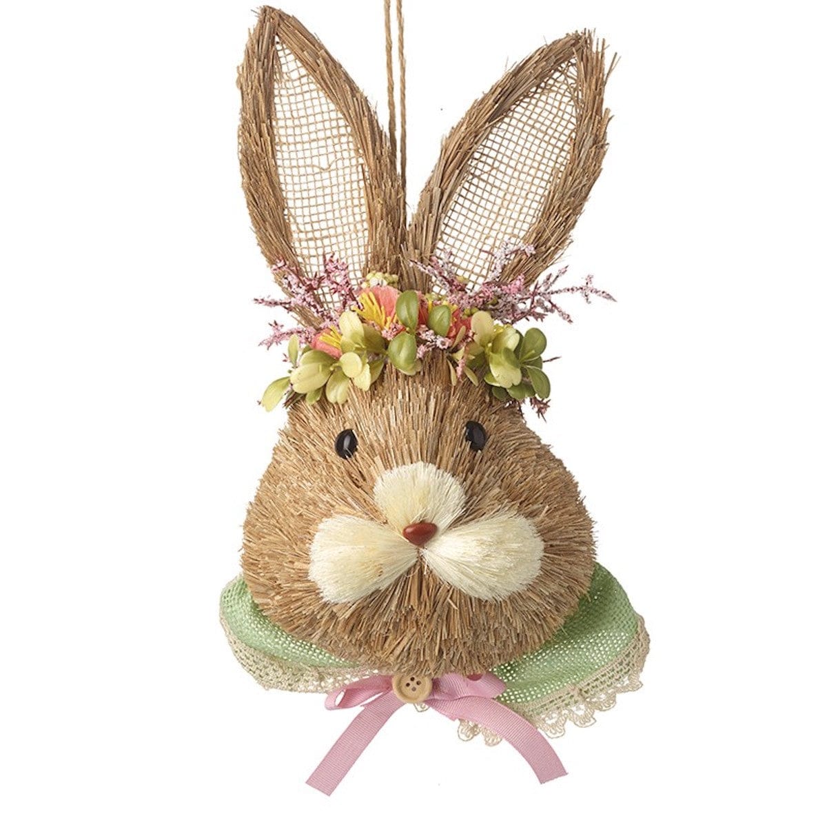 Heaven Sends Easter Decorations Bristle Floral Bunny Hanging Easter Decoration
