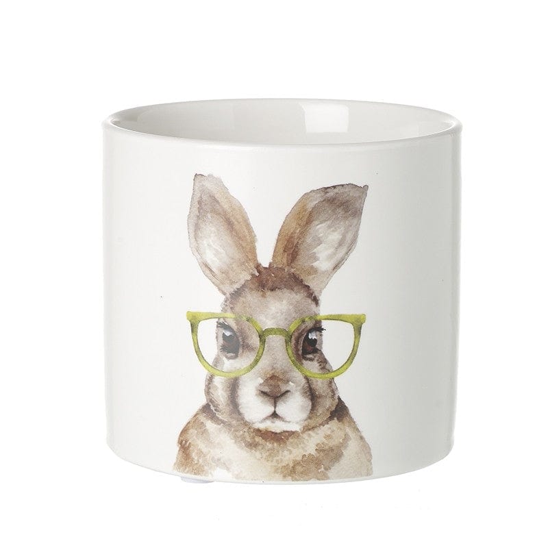 Heaven Sends Easter Decorations Ceramic Pot with Hare in Glasses