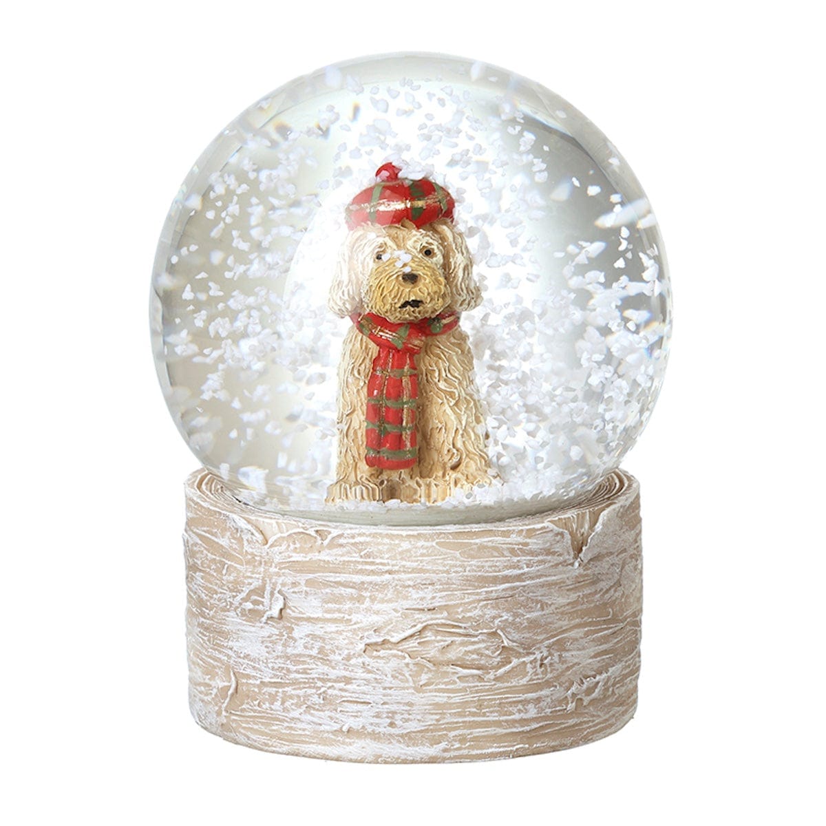 Heaven Sends Christmas Snow Globes Dog in Tartan Hat and Scarf Christmas Snow Globe