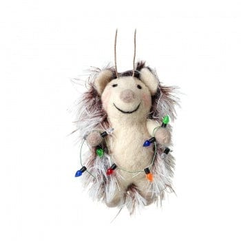 Heaven Sends Christmas Christmas Decorations Felt Hedgehog with Multi-Colored String Lights Christmas Tree Decoration