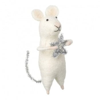Felt Mouse with Glitter Star and Tail Christmas Decoration