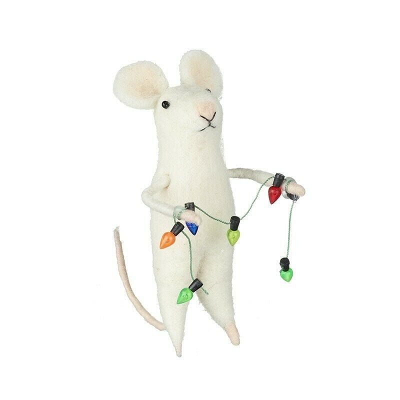 Felt Mouse with Lights Christmas Tree Decoration