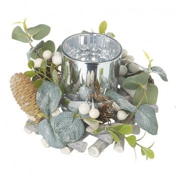 Heaven Sends Christmas Christmas Decorations Festive Eucalyptus & Silver Christmas Candle Holder