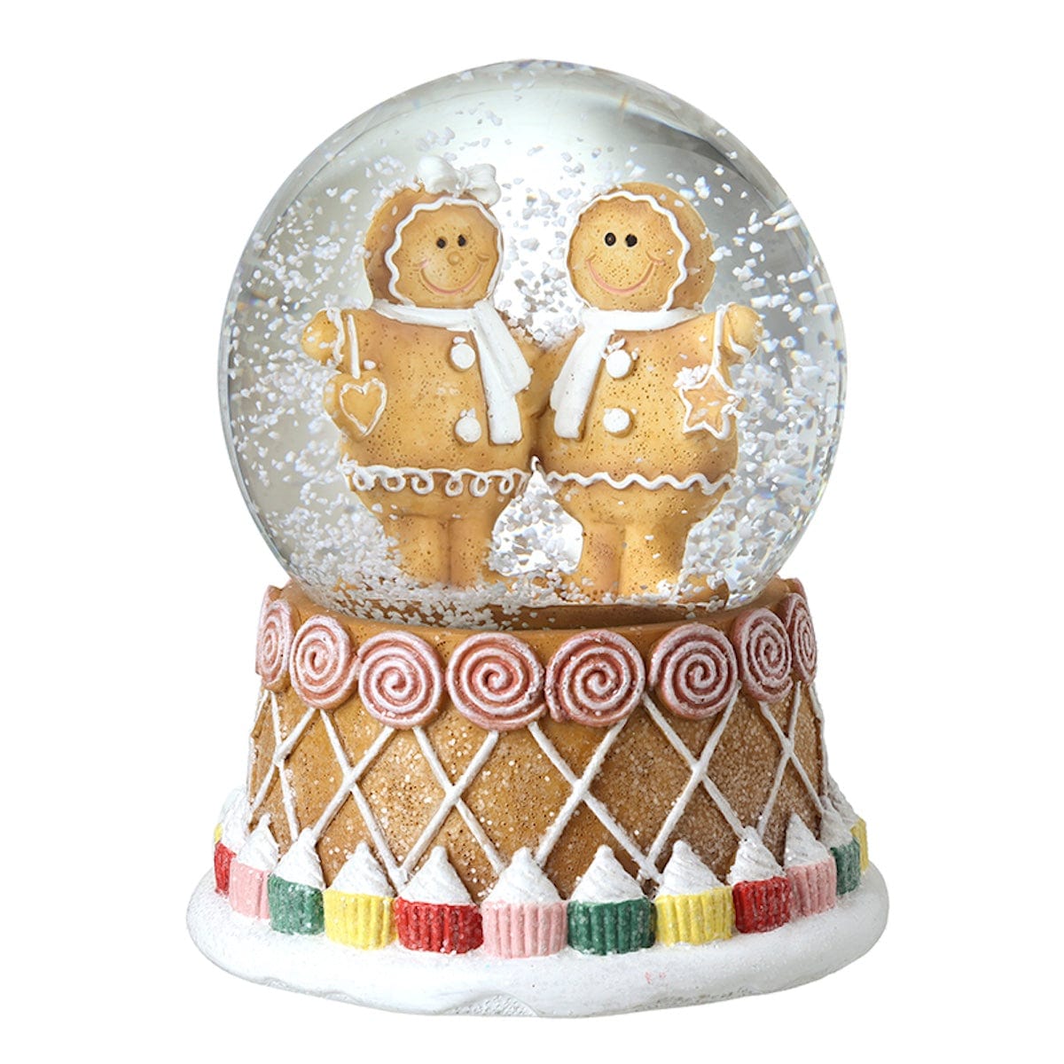 Heaven Sends Christmas Snow Globes Gingerbread People with Cupcake Base Christmas Snow Globe