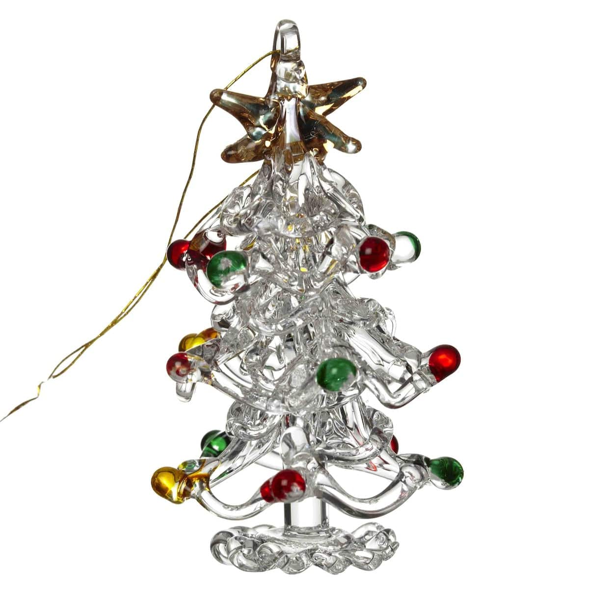 Glass Christmas Tree with Colourful Baubles