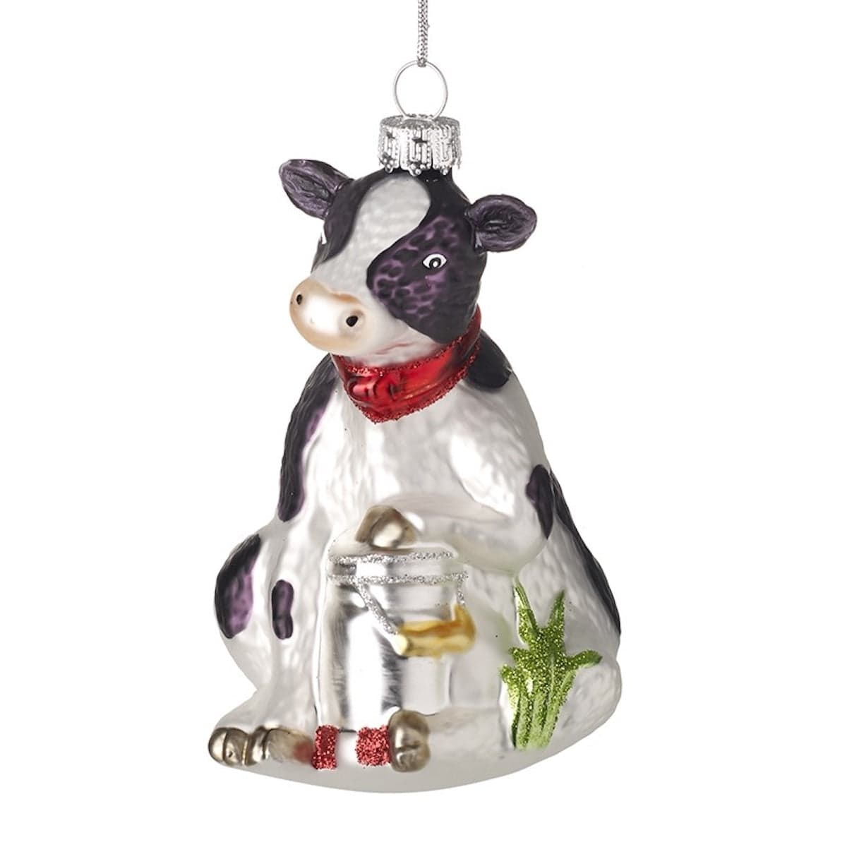 Heaven Sends Christmas Christmas Decorations Glass Cow With Bucket Christmas Tree Decoration