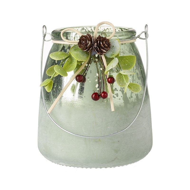 Heaven Sends Christmas Christmas Decorations Green Foliage Topped Glass Jar With Handle