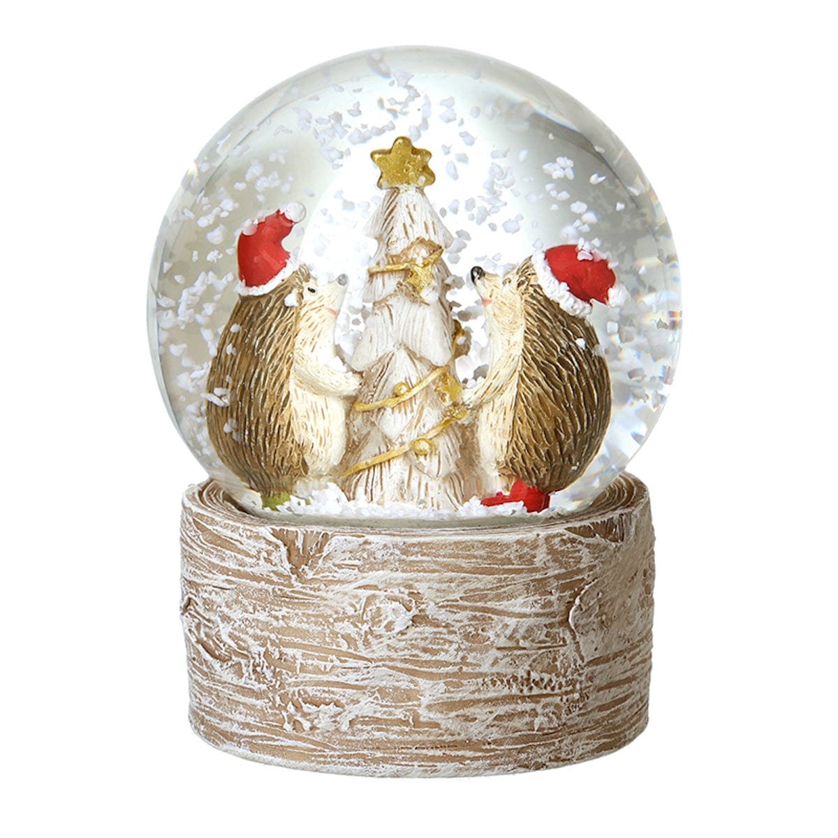 Heaven Sends Christmas Snow Globes Hedgehogs Around Christmas Tree Snow Globe