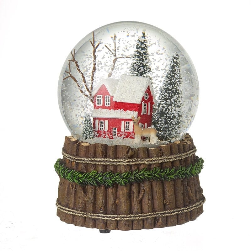 Heaven Sends Christmas Snow Globes House Scene With Deer Christmas Musical Snow Globe