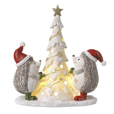 Light Up Hedgehogs Around a Tree Ornament Decoration
