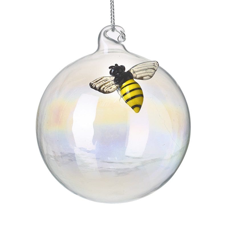 Heaven Sends Christmas Christmas Decorations Pearlised Bauble with Bee Christmas Tree Decoration