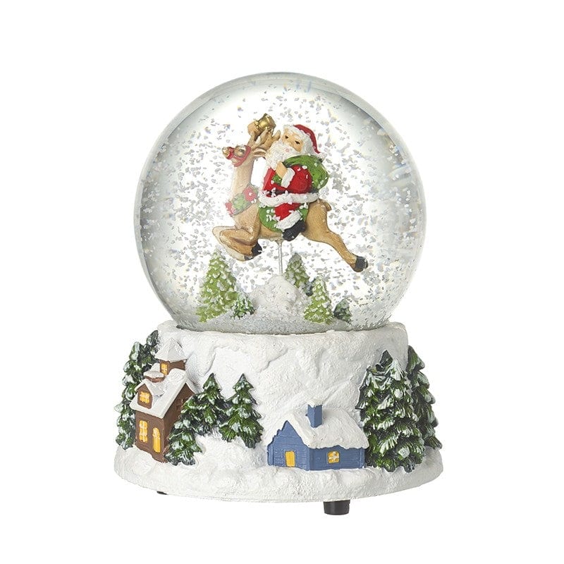 Heaven Sends Christmas Snow Globes Santa on Reindeer Musical Christmas Snow Globe