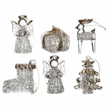 Heaven Sends Christmas Christmas Decorations Set of 6 Glass Christmas Tree Decorations