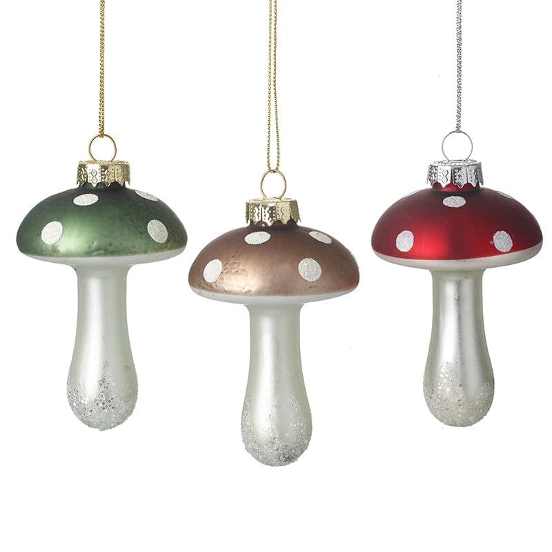 Heaven Sends Christmas Christmas Decorations Set of Three Colourful Toadstool Christmas Tree Decorations