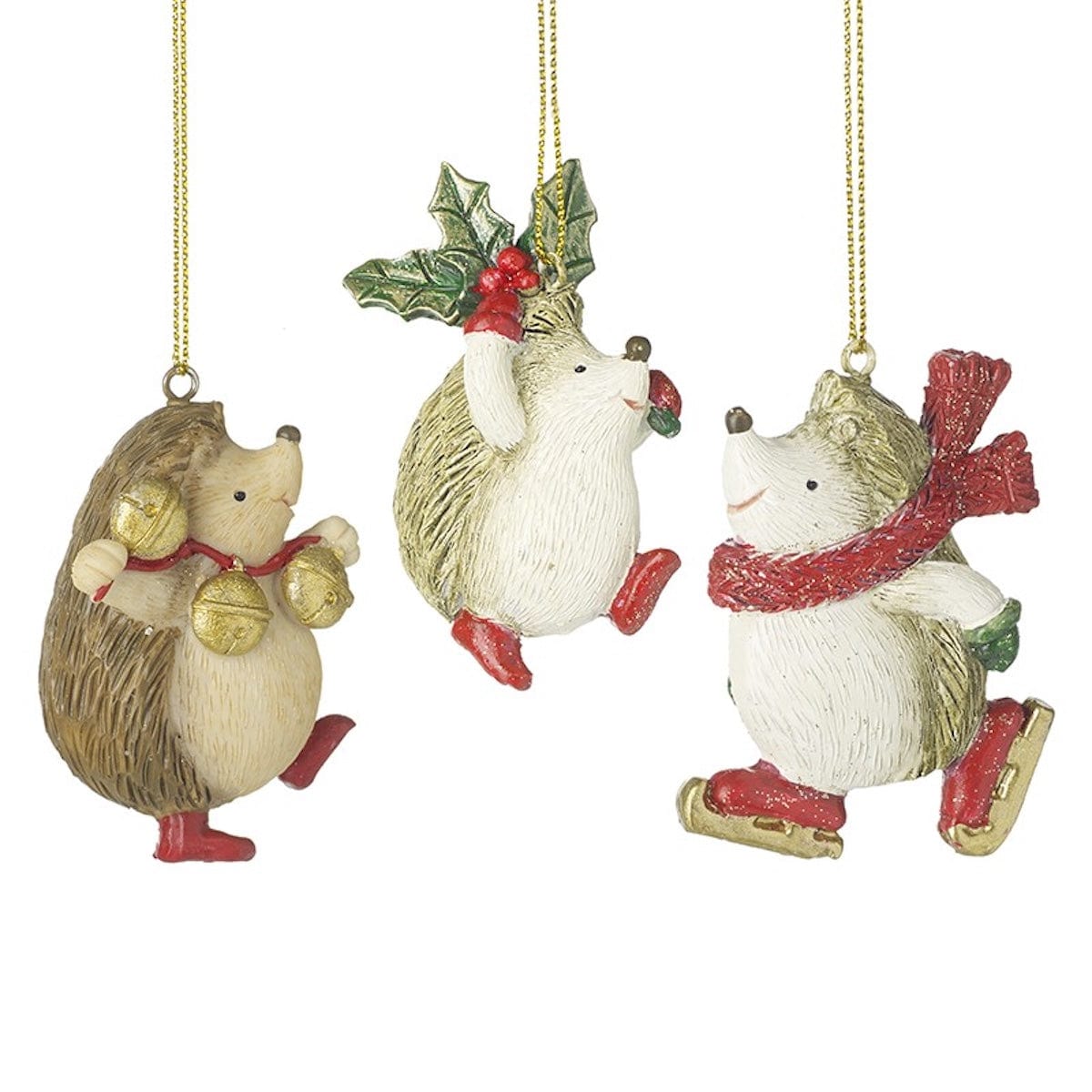 Heaven Sends Christmas Christmas Decorations Set of Three Festive Hedgehog Christmas Tree Decorations