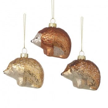 Heaven Sends Christmas Christmas Decorations Set of Three Glass Hedgehog Christmas Tree Decorations