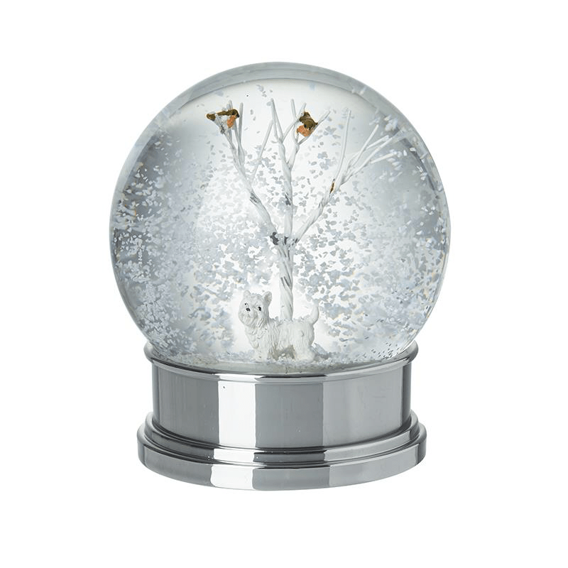 Heaven Sends Christmas Snow Globes, Christmas Decorations White Scottie Dog Christmas Snow Globe