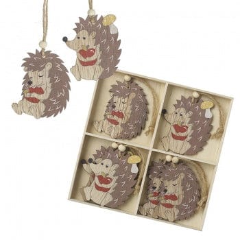 Heaven Sends Christmas Christmas Decorations Wooden Hedgehog Christmas Decoration Set
