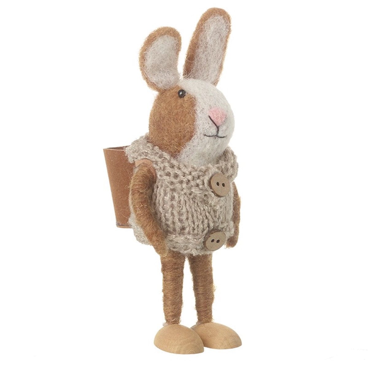 Heaven Sends Easter Decorations Felt Rabbit in Cardigan with Rucksack Easter Decoration