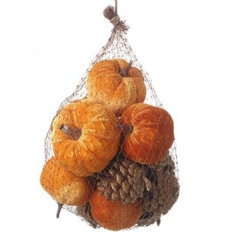 Bag of Velvet Pumpkins and Pinecones Halloween Decorations
