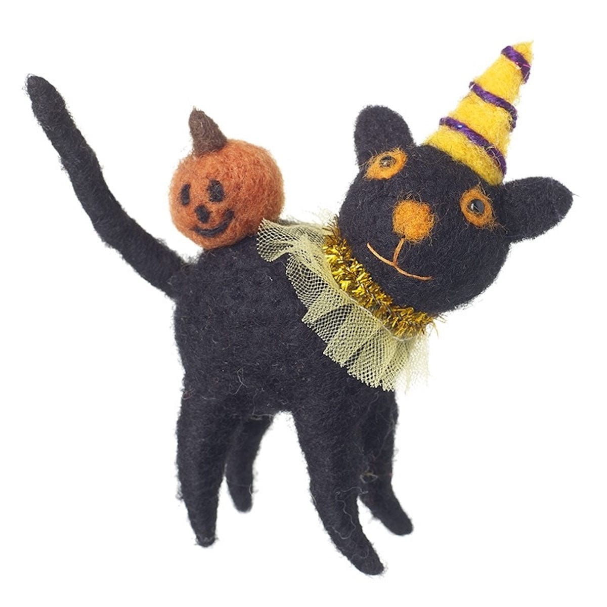 Heaven Sends Halloween Halloween Decoration Felt Cat with Pumpkin Halloween Decoration