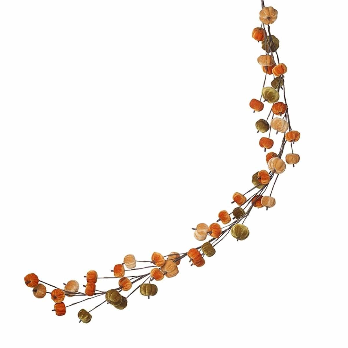 Heaven Sends Halloween Halloween Decoration Green and Orange Velvet Pumpkin Halloween Garland