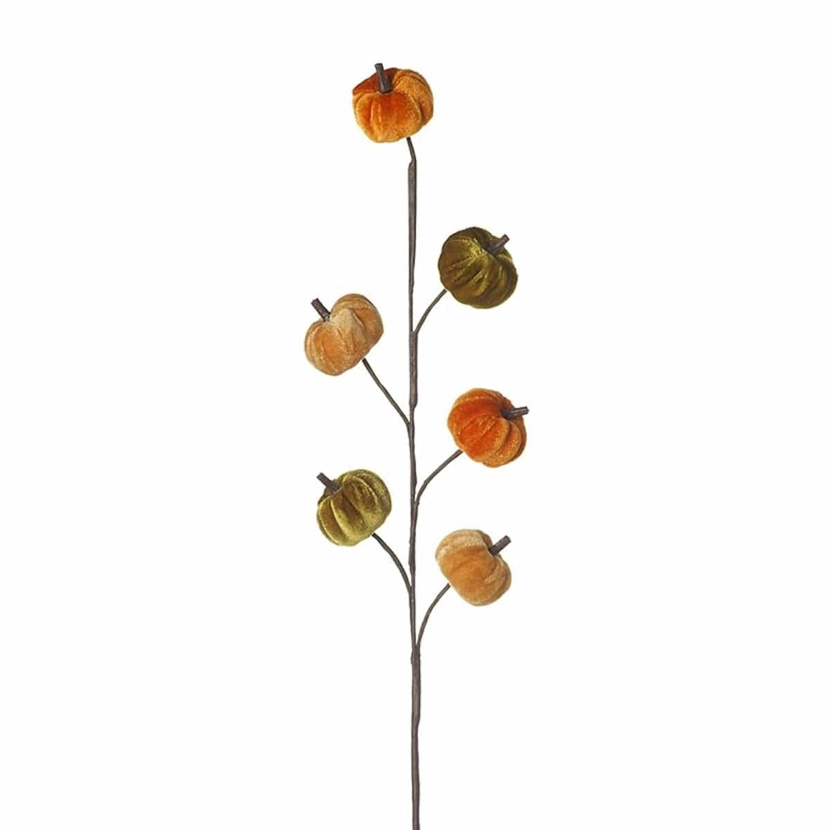 Heaven Sends Halloween Halloween Decoration Green and Orange Velvet Pumpkin Spray Halloween Decoration