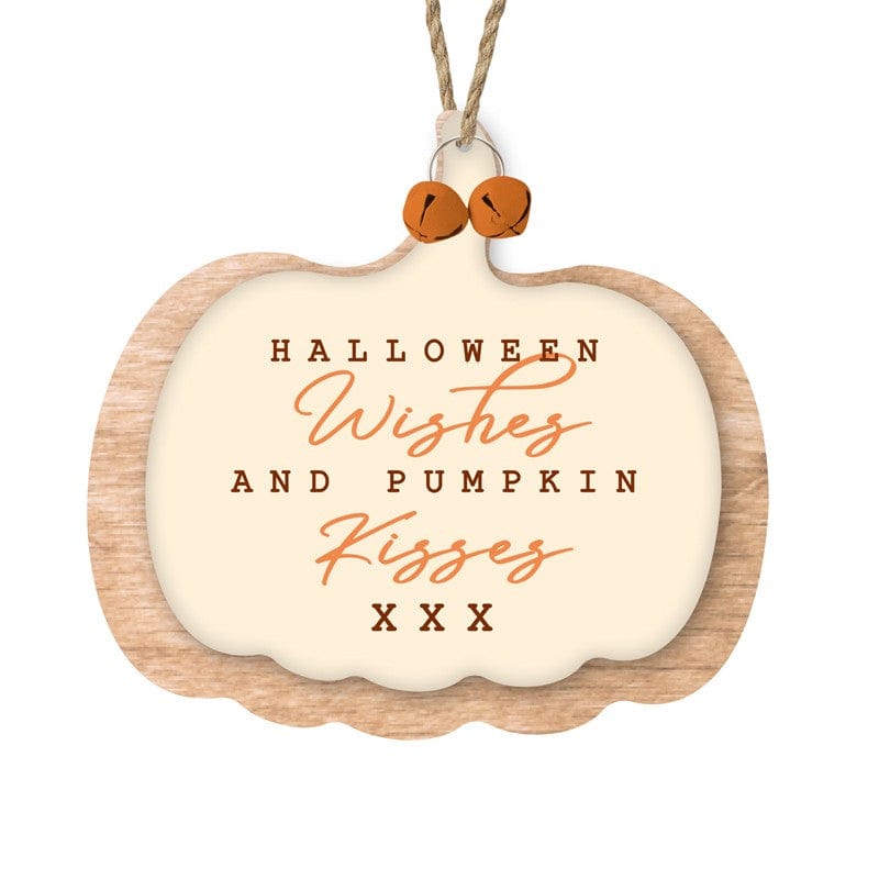 Halloween Wishes and Pumpkin Kisses Wooden Decoration