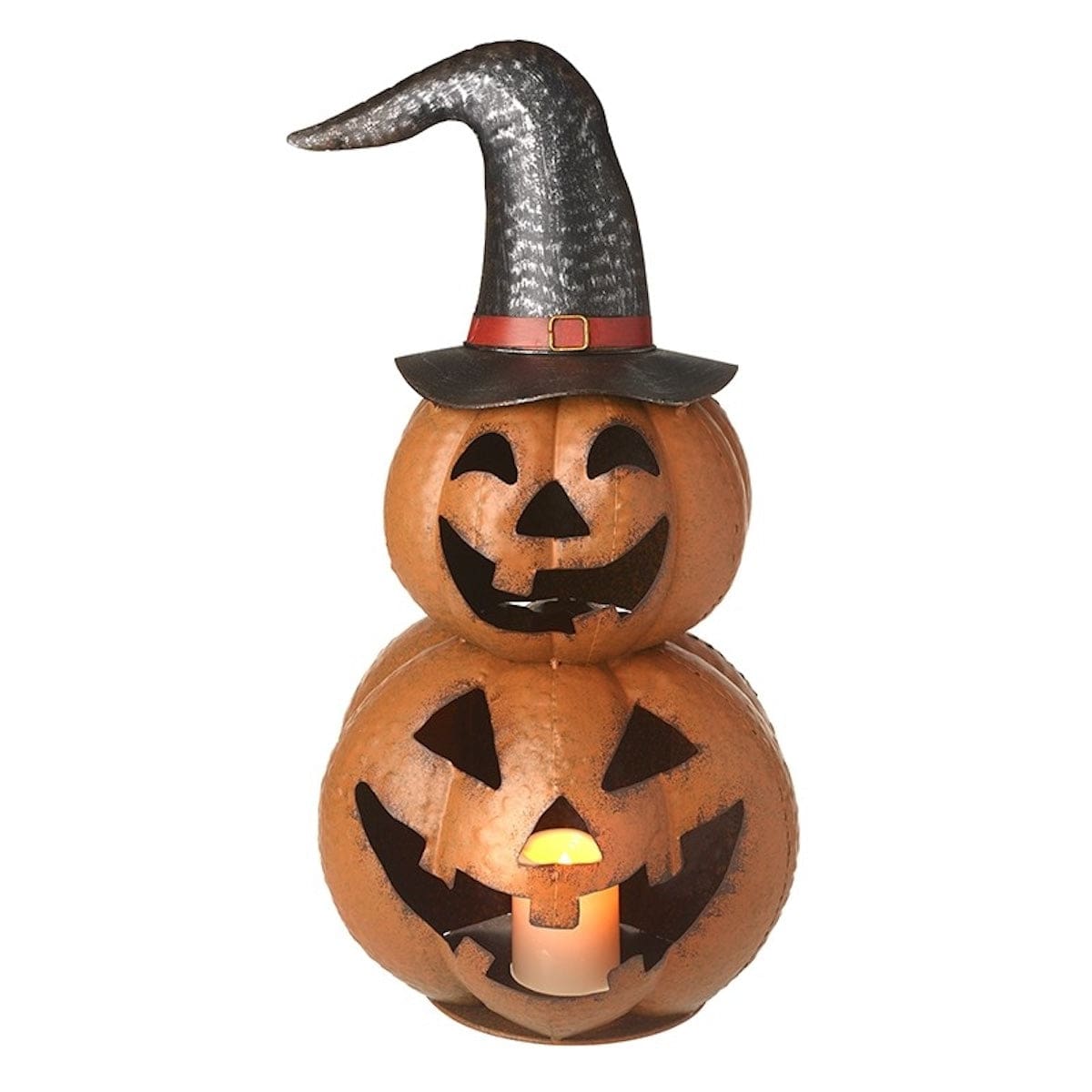 Heaven Sends Halloween Halloween Decoration Large Light Up Metal Pumpkins With Hat Halloween Decoration
