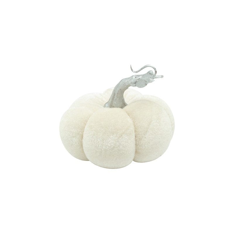 Heaven Sends Halloween Halloween Decoration Plush Cream Pumpkin with Silver Stalk Halloween Decoration