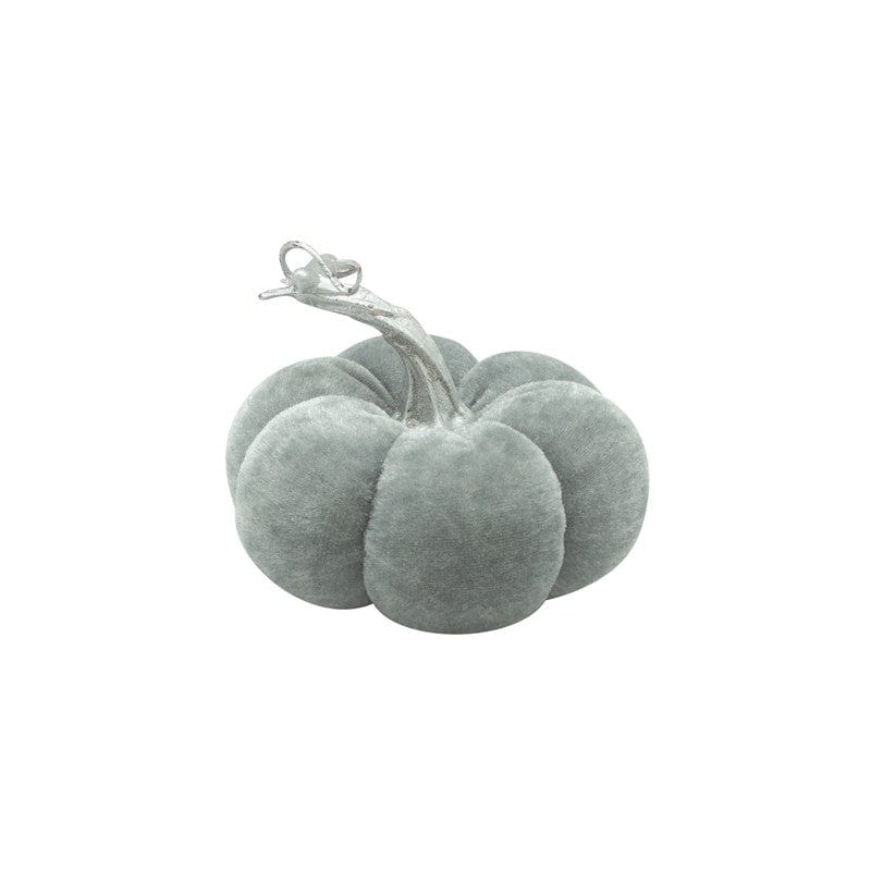 Heaven Sends Halloween Halloween Decoration Plush Grey Pumpkin with Silver Stalk Halloween Decoration