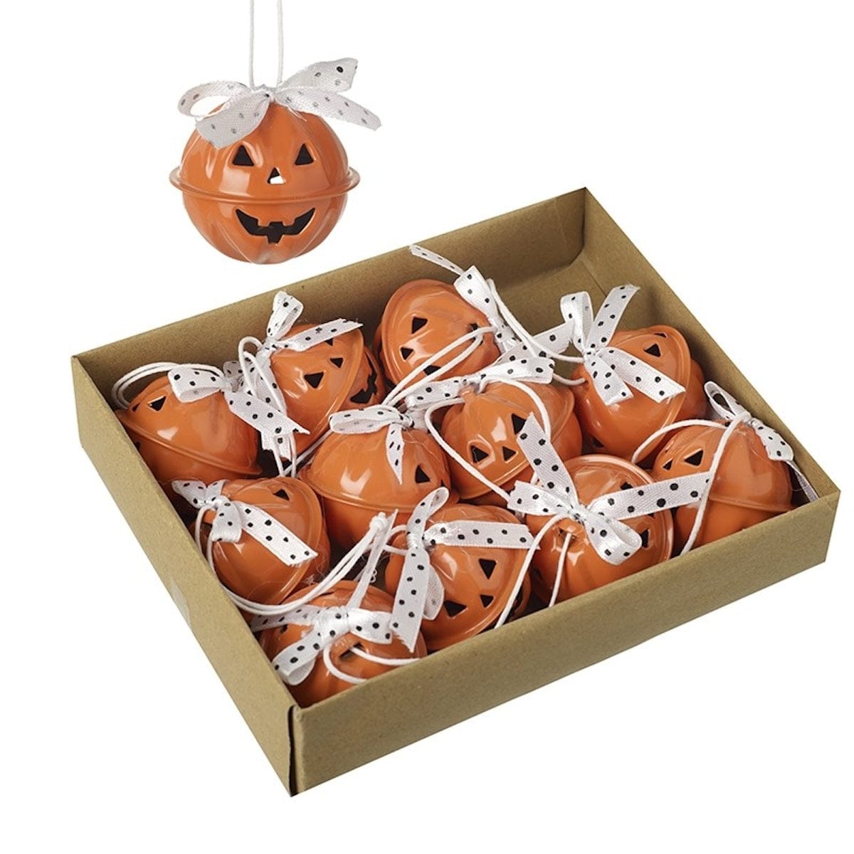 Set of 12 Pumpkin Bells Halloween Decorations