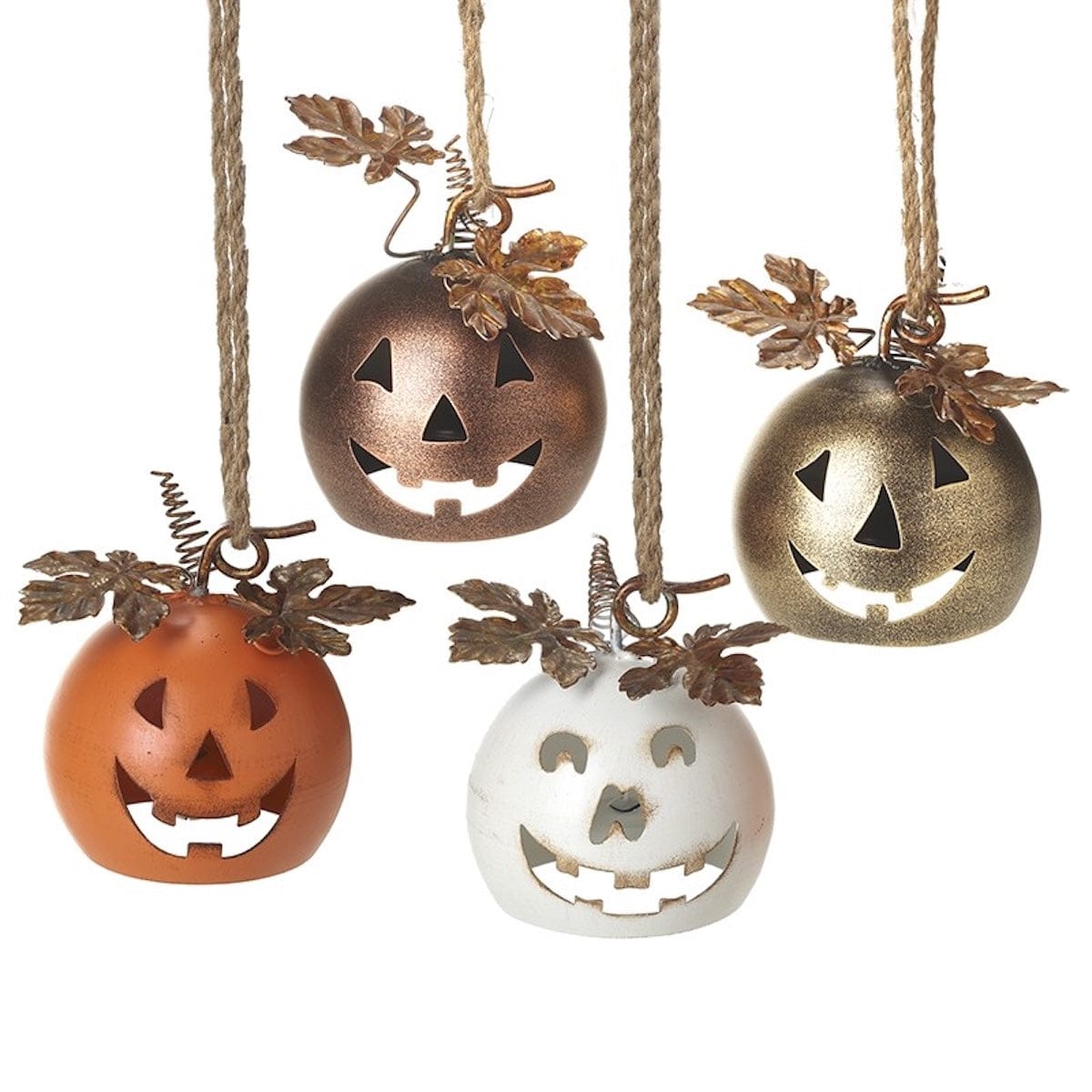 Heaven Sends Halloween Halloween Decoration Set of 4 Metal Hanging Pumpkins Halloween Decorations