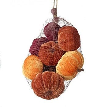 Set of 9 Decorative Velour Pumpkins