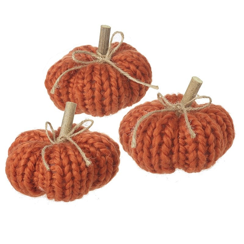 Heaven Sends Halloween Halloween Decoration Set of Three Orange Knitted Pumpkin Halloween Decorations