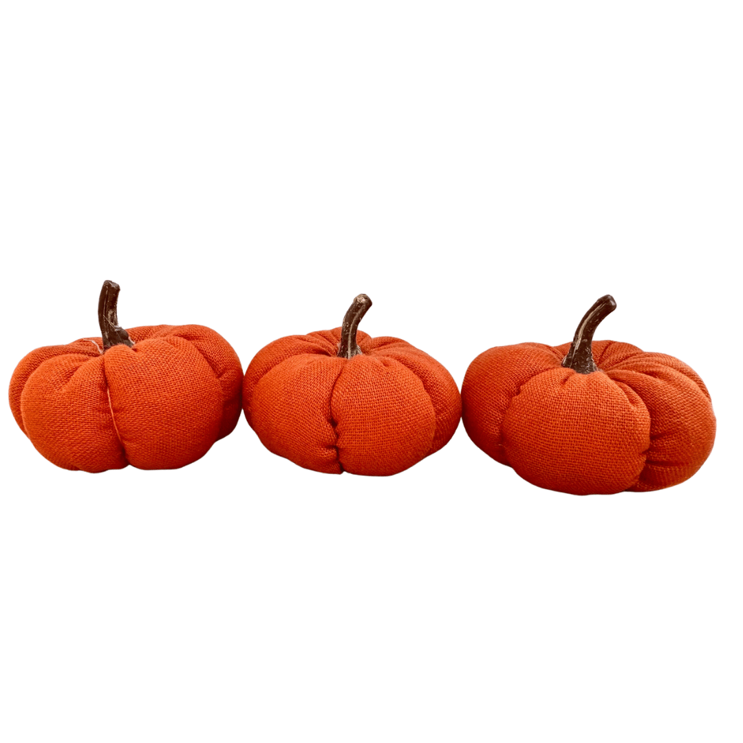Heaven Sends Halloween Halloween Decoration Set of Three Orange Linen Pumpkin Halloween Decorations